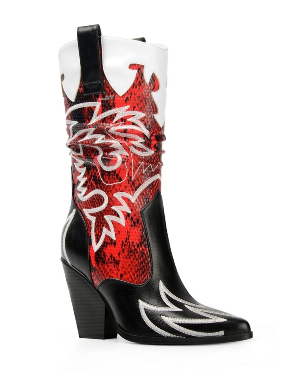 Women's Cowboy Boots Cowgirl Mid Calf Knee-high Boots Contrast Embroidery